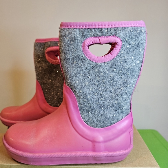 UGG Kex Sparkle Pink Rain/snow Boots Wool Lined-waterproof little girl's Sz J13 - Picture 2 of 9